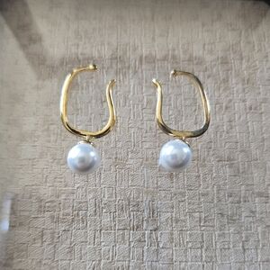 Sterling Silver Pearl Cuff Earrings